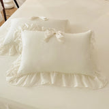 GETADME 3pcs White Bedding set ruffles Duvet Cover Set (1*Duvet Cover + 2*Pillowcase, Without Core)for bedroom guest room
