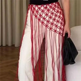 GETADME Netted Fringe Waistband Handwoven Bikini Cover Up Skirt Festival Street Sle Me Top Soulful Accessory For Suits Jeans Waistline