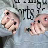 GETADME 24개 탈착식 숏 프레스 온 네일 Y2K 라인스톤 거짓 네일 (글루 포함) 발레 스위트 쿨 걸스 인조 거짓 네일 팁