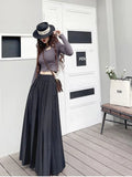 GETADME Women Skirts Spring Pleated Floor Length Solid Simple Classic Graceful Popular Newly Young Stylish Cool Korean Style Hot Sale