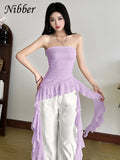 GETADME Nibber 2026 Spring New Solid Color Sweet Gentle Cute All-match High Street Travel Sexy Cool Women Chest Wrap ruched Tassel Vest