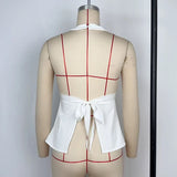 GETADME Sexy Halter Twisted V Neck Solid Tank Top Women's Fashion Open Back Summer Lace Up Split Camisole Femme Clubwear