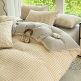 GETADME 3pcs Simple, soft and skin-friendly duvet cover 3-piece set (1 duvet cover +2 pillowcases) (without core)Striped checkered