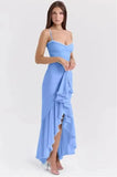 GETADME Suninheart Irregular Mesh Party Dresses 2025 New Arrivals Spaghetti Strap Bodycon Dress Fashion Ruched Long Dress Women