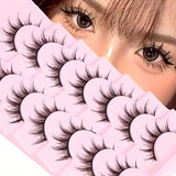 GETADME 7 Pairs Manga Lashes - Natural Look, 3D Volume, Wispy, Fluffy, Spiky, Anime & Cosplay Eyelashes - Pack