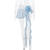 GETADME WhereMery Fashion Lace Women Mini Skirt Y2K Ladies Asymmetrical Ruffle Slim Female Short Dresses Sexy Women's 2025 Summer Skirts
