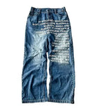 GETADME Deeptown Vintage Letter Print Women Man Jeans Y2k Harajuku Washed Wide Leg American Style Denim Pants Baggy Hip Hop Streetwear