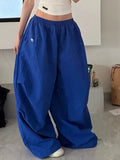 GETADME 2026 Summer Pattern Embroidered Parachute Sweatpants Y2k American Women's Loose Pleated Hip Hop Loose Wide Leg Jogger Pants