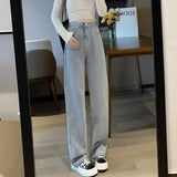 GETADME New Autumn And Winter Styles Suitable For All Seasons Basic Jeans For Women High Waist Retro Wide Leg Versatile And Casual Jeans