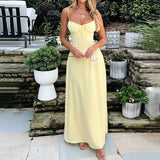 GETADME Elegant Maxi Long Waist Wrap A-line Dress Women Spaghetti Strap 2025 Summer Fashion Dress Backless Sexy Party Dresses