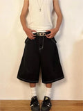 Getadme Y2k Vintage Baggy Jeans Shorts Woman Streetwear Jorts Korean Harajuku Gothic Oversized Denim Pants Embroidery Summer