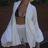 GETADME Oymimi Fashion White Cotton Women's Two Pieces Set Elegant Puff Sleeve Loose Lace-Up Shirts And High Waisted Shorts Female Sets