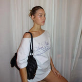 GETADME SylCue Casual Relax T-shirt Asymmetry Letter Versatile Street Atmosphere Style Fashion Hot Chick Summertime 2025 Women Hot New