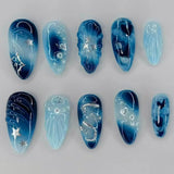 GETADME 24pcs Wearable False Nail Strawberry Bow Design Nails Tips Red Short Almond Pearl Starlight Fake Nail Art Flower Press on Nails