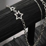 Getadme-Y2K Star Zircon Pendant Necklace for Women Luxury Sweet Cool Girl Punk Heart Clavicle Chain New Fashion Jewelry Party Gift