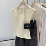 GETADME 2025 Female Elastic Slim Casual Vests Pullover Camis Summer Spring Striped Tank Tops Women Sleeveless Knitted T-Shirts Crop Tops