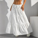 GETADME SpringSummer Women's Half length Skirt with Strap Splicing Large Swing Skirt Loose Long Skirt Women's Wear