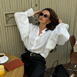 GETADME Fashion White Shirts Women Long Sleeve Oversize Blouse 2025 New Spring Summer Basic Tops Cotton Chic Shirt for Women