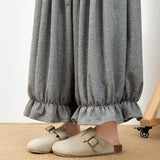 GETADME New Japanese Fashion Cropped Pants for Woman Vintage Baggy Lantern Trousers Women Spring Autmn Kawaii Ruffled Casual Pant Mujer