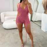 GETADME 반짝이는 스팽글 크로셰 후드 홀터 크롭 탑 &amp; 스키니 반바지 3피스 세트, 섹시 백리스 힙스터 레이브 Y2K 매칭 의상