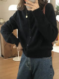 GETADME 2025 Hauts à manches longues style vintage Y2K, cardigan coréen en maille, pull polyvalent à col rond et coupe amincissante, idéal pour l'automne et l'hiver.