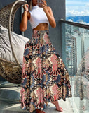 GETADME Fashion Cotton Women Floral Print Skirt Side Tie Beach Skirts Summer High Waist Wrap Flower Long Skirt