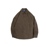 GETADME 2025 Spring New Japanese Retro Work Shirts for Men and Women Solid Color Lapel Button Pocket Loose Casual Brown Shirt Jacket