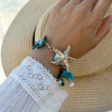 GETADME Retro Starfish White Shell Conch Pendant Necklace  Women 2025 Simple Creative Colorful Stones  Hand Woven beach Jewelry Girls