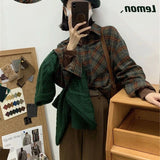 Getadme Vintage Plaid Shirt Women Harajuku Retro Long Sleeve Oversized Blouse Korean Streetwear Turn Down Collar Loose Casual Tops