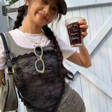 GETADME New Triangle Short Skirt Half Skirt Butt Curtain Skirt Lace Trim Small Apron Knitting Lace Stacked Ins Korean Women Headscarf