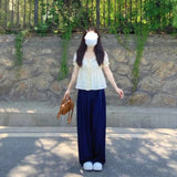 GETADME Lace Shirts and Blouses Korea To-neck Ashion Woman Blouse 2025 Petal Short Sleeve Ruffles Ladies Top Female Solid Clothes New