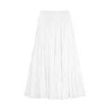 GETADME Elegant Versatile High-waisted Cake Long Dress White Skirt For Women Summer 2025 New Style Big Umbrella Skirt