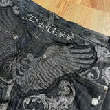 Getadme Gothic punk personality graphic design high-waisted jeans for women 2024 new casual popular versatile hip-hop straight pants y2k