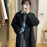 GETADME 여성용 두꺼운 모직 코트 시즌 핫세일 신상품 가을 겨울 한국 스타일 스몰 사이즈 중간 길이 트렌디 모직 재킷 