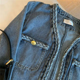 GETADME 가을 미국 데님 고품질 코튼 레트로 스타일 여성용 스트레이트 튜브 데님 탑 재킷 레이어드 패션 루즈 데님 재킷