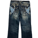 GETADME Embroidered Women Jeans Y2K Millennium Harajuku Slim Flared Jeans American Fashion High Street Large Size Butterfly