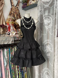 GETADME Gothic Black Strap Dress Women Casual Y2k V-neck Summer Evening Party Dresses Bodycon Slim High Street Chic Skinny Clothing