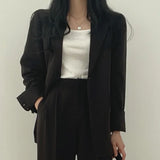 GETADME Fashion 2025 Spring and Autumn Small Suit Retro jacket slim 2-piece Set For Women Korean Style Casual Top and Pants Suit
