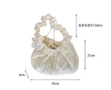 GETADME Sweet Lace Ruffle Korean Fashion Shoulder Bag for Student Girl Chic Floral Crossbody Bag Portable Large Capacity Storage Bag