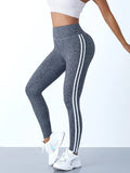 GETADME Yoga Leggings Women Striped Slim Sports Pants High Waist Hip Liftting Casul Tights Workout Running Stretchy  Gym Leggings