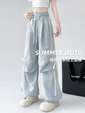 GETADME Zoki Dopamine Women Summer Pants Fashion Striped Bow Loose Multicolor Cargo Pants Casual Bf Ladies Trousers New