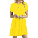 GETADME Women Casual Short Sleeve T Shirt Dress Vintage O Neck Print Loose Mini Dress Elegant Simple Mini Dress Streetwear Sundress
