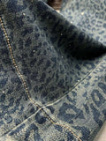GETADME Retro American Leopard Print Jeans Women's Heavy Du Casual Loose Fit Long Pants Trendy Straight Leg High Waist Denim