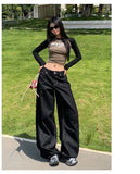 GETADME Women's Pink Heart Print Denim Straight Leg Jeans Loose Casual Floor-Length Long Pants Ladies Loose Fit Original Style