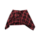 GETADME Unisex Layered A Line Wrap Skirt Hiphop Street Dance Checkered Hip Scarf Tie Up Asymmetrical Overskirt Shirt Extender