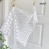 GETADME 트라이앵글 숏 스커트 하프 스커트 엉덩이 커튼 스커트 레이스 트림 스몰 에이프런 소프트 레이스 스택 인 스타일 한국식 봄 헤드스카프