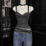 GETADME Y2k Crop Tops Vintage Clothes Aesthetic Print Basic Vest Summer Harajuku Sleeveless Slim 2000s Streetwear Goth Cami Emo Girl