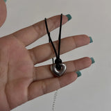 GETADME New Korean Fashion Hollow Titanium Steel Star Pentagram Pendant Necklace for Women Men Black Rope Chain Choker Y2k Party Jewelry