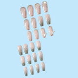 GETADME 24Pcs Press on Nails Long with Designs Pink Rhinestones False Fake Nails Press On Coffin Artificial Nails for Women Stick on