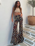GETADME Mesh Leopard Print Trousers Woman Fashion High Waist Print Wide Leg Pants Female Elegant Printed Long Pants Bottoms